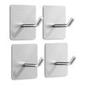 4 Pack 304 Stainless Steel Adhesive Wall Hooks, No Drill Hangers