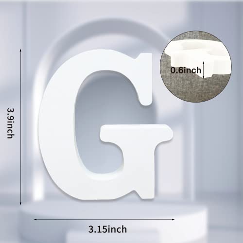 AOCEAN 4 Inch White Wood Letters Unfinished Wood Letter for Wall Decor Decorative Standing Letters Slices Sign Board Decoration for Craft Home Party Projects (G) - style: G