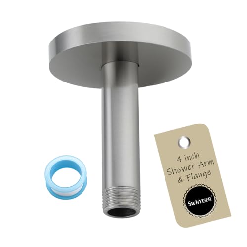 Wall Mounted Shower Arm Extension Head Holder Stainless Stee for Elbow Bathroom Accessories Pipe Bath Tube Brushed Nickel,SW-RD91038-4BN. - color: Circular Flange-4" Brushed Nickel