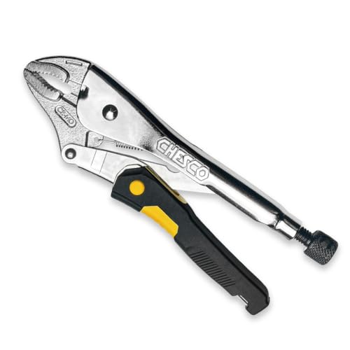 CHESCO 10-inch 2nd Gen Easy Release Patented Force-Saving Locking Pliers, Premium Cr-Mo Steel Vise-Grips for Welding, Automotive, HVAC & Plumbing,Cureved jaw Locking Pliers - size: 10-inch