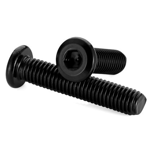 5/16-18 x 2" Flat Round Socket Screws Connector Bolts for Furniture, Stainless Steel 304 Black Finish, Full Thread, 10 PCS - size: 5/16-18 x 2"