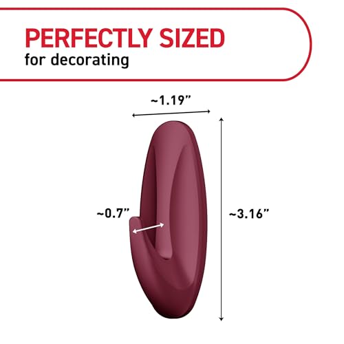 Command Medium Designer Hooks, 9 Hooks, 12 Strips - color: Black Cherry