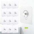 Adhesive Wall Hooks for Bathroom & Kitchen, 12 PCS Waterproof Damage-Free Hooks for Tile, Glass & Mirror – Strong No-Drill Hooks Without Nails, with Bonus Level for Picture Hanging on Smooth Surfaces