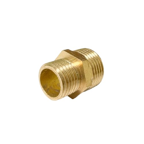 3/8" x 1/4" Male Threaded Hex Nipple Reducer Brass NPT Pipe Fitting Adapter Straight Connectors Pack of 5 - size: 3/8" x 1/4" -5 Pack