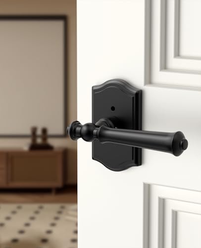 Asidrama 6 Pack Matte Black Privacy Interior Door Handles - color: Matte Black