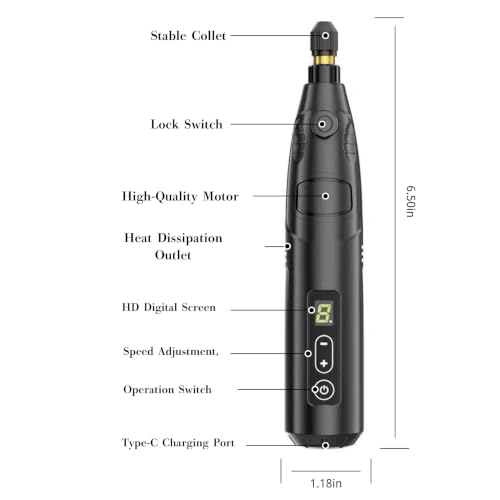Mini Cordless Rotary Tool, 6-Speed 3.7V Rechargeable Rotary Tool Kit with 69 Accessories, USB Charging Multi-Purpose DIY Tool for Sanding, Polishing, Drilling, Engraving