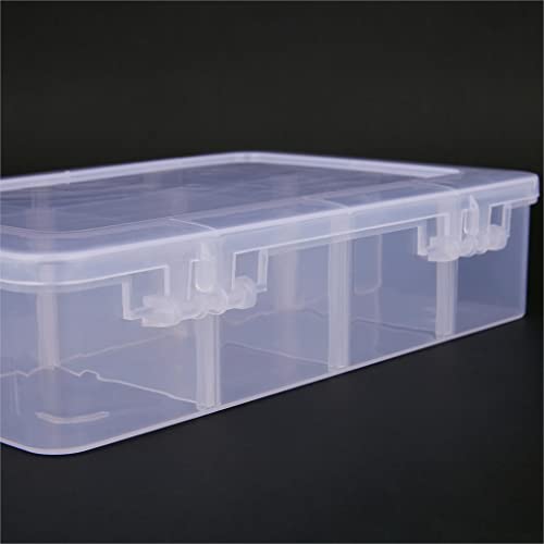 2 Pcs 8 Grids Clear Organizer Box Plastic Storage Container with Adjustable Dividers for Electronics Jewelry Beads Art DIY Crafts Fishing Small Parts - color: 2 Pcs 8 Grids