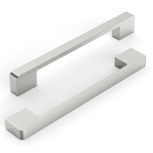 Brushed Satin Nickel Cabinet Pulls and Handles, 6.3 Inch, 10 Pack - color: Brushed Satin Nickel, size: 6.3"/160MM Hole Center