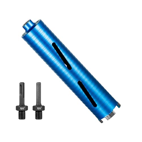 SALI Diamond Core Drill Bits 2 1/4" Diameter 10"/254mm Drilling Depth 5/8-11" Thread Core Bit Turbo Laser-Welded Segments for Cured Concrete with, Brick, Block, Masonry, with Two Adapters - size: 2 1/4 inch