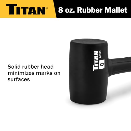 Titan 63108 8oz Rubber Mallet, Non-marking Double-faced Solid Head, 11.5" Shock Absorbing Fiberglass Handle with Textured Grip - style: 8oz Black