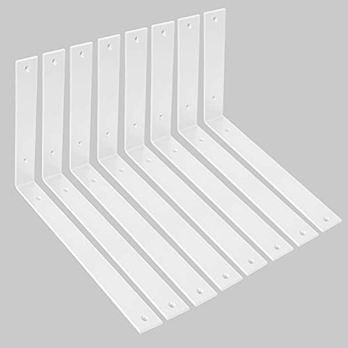 Shelf Brackets 12 Inch L Brackets for Shelves Heavy Duty White Wall Brackets for Shelves 5mm Thick Metal Bracket Support for Shelf with Screws - size: 12 Inch, style: White-8 Pack