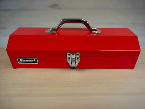 Homak Tool Box, 16" Portable Steel Small Tool Box with Metal Latch Closure & Plastic Handle, Multi-Purpose Heavy Duty Toolbox, Red - size: 16-Inch x 6-Inch x 4-Inch - Small