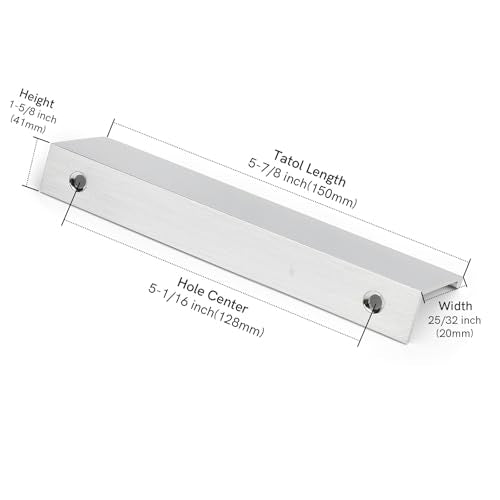 Rergy 10 Pack 5" Cabinet Pulls Brushed Nickel Finger Pulls for Cabinets - color: Brushed Nickel, size: Hole Center: 5in(128mm)