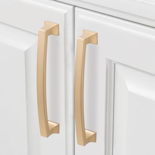 COTYKILEY 10 Pack 5 Inch(128mm) Champagne Bronze Cabinet Handles Gold Kitchen Cabinet Pulls Cabinet Door Handles Kitchen Cabinet Hardware Cupboard Drawer Pulls Dresser Handles - color: Champagne Bronze, size: 5" Hole Center（128MM）