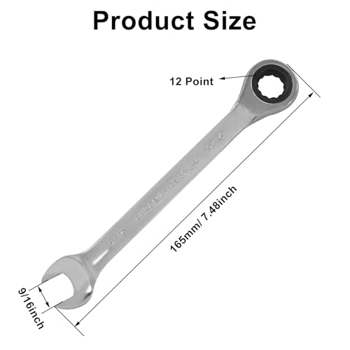 2 Pcs 9/16 Inch Ratchet Combination Wrench, Imperial SAE 72-Tooth - size: 9/16 Inch