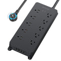TROND Surge Protector Power Strip with 360° Rotating Flat Plug, 4000J - color: Black, size: 5FT (Rotating Plug)