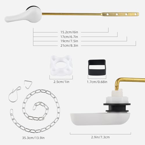 iFealClear Universal Metal Toilet Handle Replacement Kit, Front Mount Toilet Tank Flush Lever with Stainless Steel Chain, Fits Most Toilets, White - color: White, style: Front Mount Design