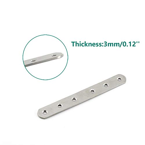 4 Pack Flat Mending Plate for Wood,ULIFESTAR Stainless Steel Straight Brackets 160mm / 6" Length 6 Screw Hole Flat Repair Fixing Wood Brace Joining Plates Connector with Fixing Screws - size: ['160x20x3mm']