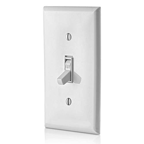 Leviton 15 Amp, 120 Volt, Toggle Framed Single-Pole AC Quiet Switch, Residential Grade, Grounding, 10-Pack, 1451-2WM, White - color: White, size: 10 Pack