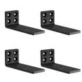 MLOQI 4 Pack Floating Shelf Bracket Heavy Duty, Hidden Shelf Brackets 5mm Thick L Brackets for Shelves up to 50 KG (Black 10cm)