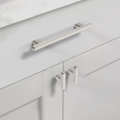 Asidrama 10 Pack 5 Inch(128mm) Brushed Satin Nickel Kitchen Cabinet Handles, Cabinet Pulls Kitchen Cabinet Hardware for Cupboard Drawer Pulls - color: Brushed Satin Nickel, size: 5" Hole Center, style: 10 Pack