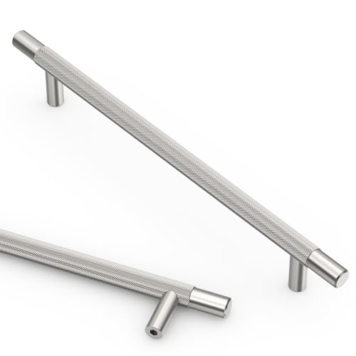 Asidrama 10 Pack 7.5 Inch(192mm) Brushed Satin Nickel Knurled Kitchen Cabinet Handles, Cabinet Pulls Kitchen Cabinet Hardware for Cupboard Drawer Pulls - color: Brushed Satin Nickel, size: 7.5" Hole Center