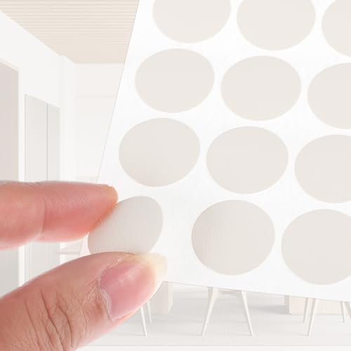 PATIKIL 270 Pieces Screw Hole Stickers, 5 Sheet Self-Adhesive Waterproof PVC Wood Grain Sticker for Screw Holes Wall Cabinets Desk Repairing, Embossed White, 21mm/0.83 Inch - color: Embossed White