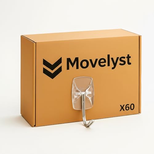 Clear Wall Hooks for Hanging, 60 Hooks+80 Strips, No Tools, Value Pack (S) - size: Small, style: Clear-60+80