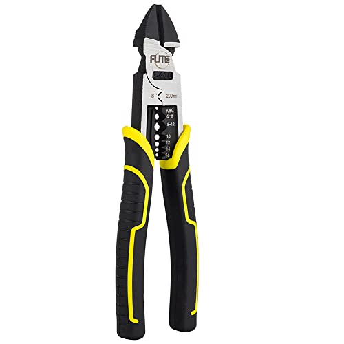 3 in 1 Multifunction Wire Cutters Heavy Duty,8 inch Linemans Pliers Diagonal Cutting Pliers, Wire Stripper,Flush Cutters Chrome Vanadium Steel Forged