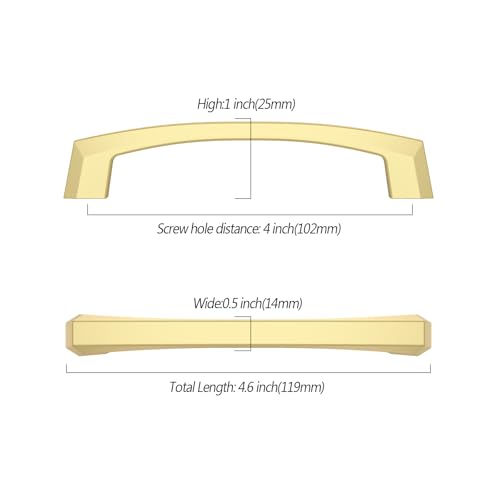 Asidrama 10 Pack 4 inch Brushed Gold Kitchen Cabinet Handles - color: Brushed Gold, size: 4" Hole Center(102mm)