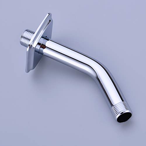 TRUSTMI Angled Shower Arm with Flange, 6-Inch Wall Mount Extension for Shower Head, Chrome - color: Chrome