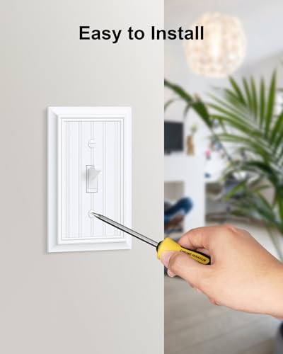 2-Pack Beadboard Bamboo Fiber Single Toggle Light Switch Cover Plate - color: Pure White, size: 1 Toggle 2PK