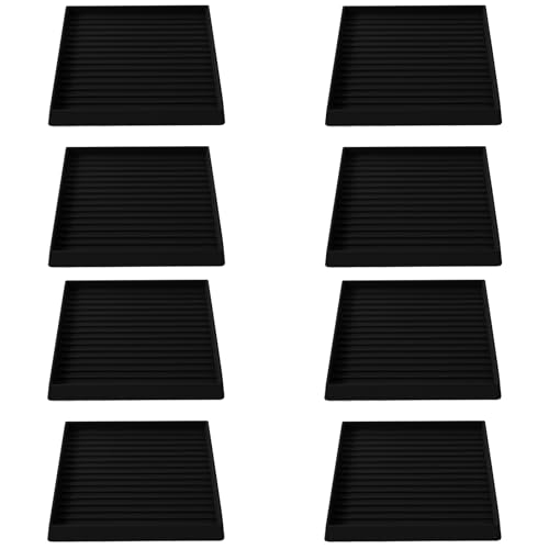 Jayen Non Slip Furniture Caster Cups Coasters Pads for Hardwood Floors, 5x5 - size: 8 Pcs Black