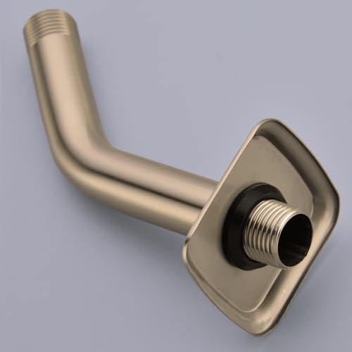 TRUSTMI Gold Shower Arm with Flange, Champagne Bronze 6 Inch Angled Shower Arm, Wall Mount, Curved Rainfall Showerhead Extension, Stainless Steel - color: Champagne Brozne