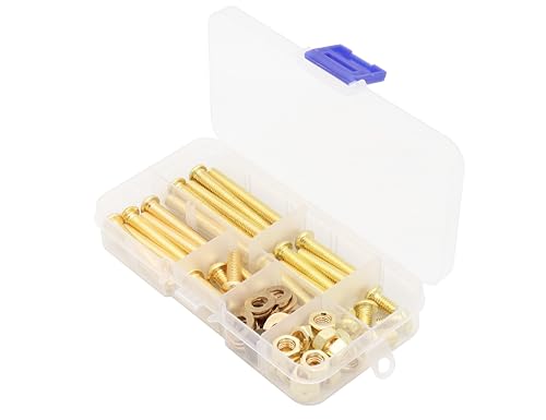LBY 80pcs Machine Screws Assortment Kit, M6 Phillips Pan Head Bolts, 5 Sizes (with Nuts and Flat Washers), Copper (Yellow) - size: M6