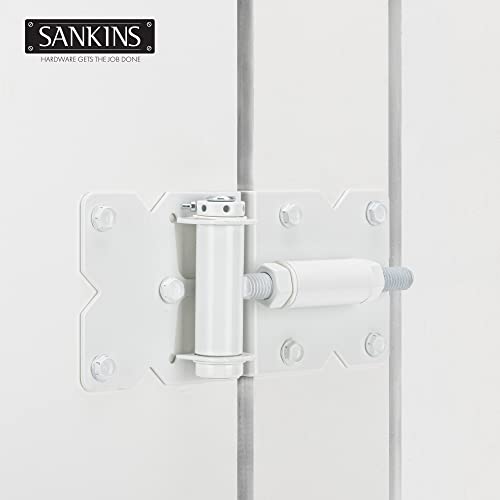 Self Closing Gate Hinges Heavy Duty, 90 Degree Adjustable, 4Pcs - color: White(2pcs)