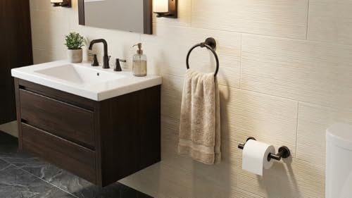 FORIOUS Toilet Paper Holder and Towel Ring Set, Bathroom Accessories Set - color: Oil Rubbed Bronze