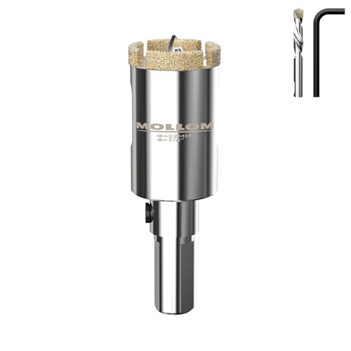 MOLLOM 7/8" (22mm) Diamond Hole Saw with 2 Pilot Drill Bit - size: 22mm | 7/8", style: Single Pack