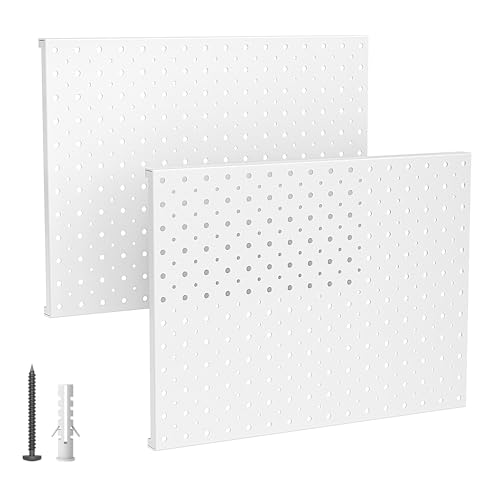 EVERHANGER Metal Pegboard Panels, Heavy Duty Pegboard Wall Organizer - color: White, size: 2pack 12"X16"