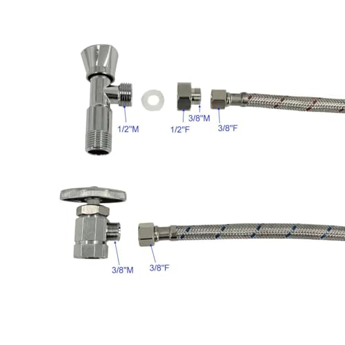 Klabb Sink Faucet Water Line Kit, 32" Flexible Braided Connector Hose