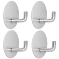 Adhesive Hooks for Bathrooms, 4 Piece Towel Hooks for Hanging Hat Robe Coat, Stick on Hooks for Kitchens, Strong Self-Adhesive No Damage Waterproof Stainless Steel Sticky Hook (Silvery) - color: Round-A-Silvery