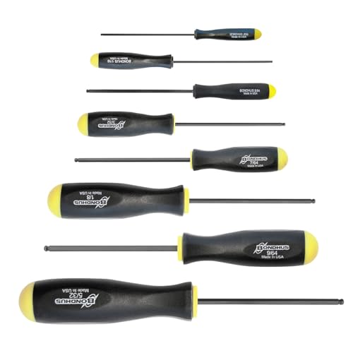 Bondhus 10632 Set of 8 Balldriver Screwdrivers, ProGuard Finish, sizes .050-5/32-Inch