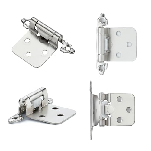 Polished Chrome Cabinet Hinges 1/2 Inch Overlay 10 Pack(5 Pairs) | Self-Closing Design, Semi-Concealed Face Frame Fit, Surface Mount, For Kitchen Doors, Cabinets, Hardware Updates - color: Polished Chrome
