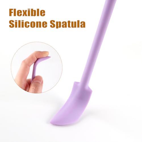 Silicone Spatula Set 6Pcs, Mini Jar Scraper for Makeup & Food - color: Purple