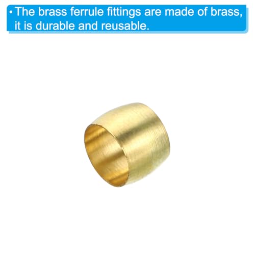 PATIKIL 6mm Tube OD Brass Compression Sleeves Ferrules, 50 Pack Brass Ferrule Fitting Brass Compression Fitting Assortment Kit for Air Water Gas Pipe - size: 6mm