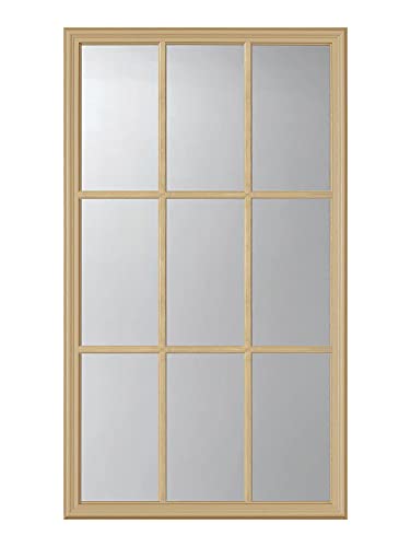 ODL Entry Door Glass Replacement for Home Improvement - 24" x 38" Exterior or Front Door Inserts Glass Kit with Energy Efficient Low-E Double Pane Tempered Clear Glass - Tan Frame in 9 Grid Pattern