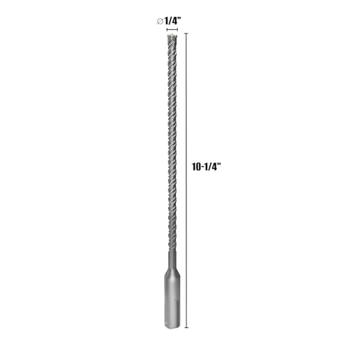 CSOOM SDS Plus Rotary Hammer Drill Bit 1/4"x10.24", Professional Concrete Drill Bit for Concrete, Brick, Stone and Cement Walls - size: 1/4"x10.24"