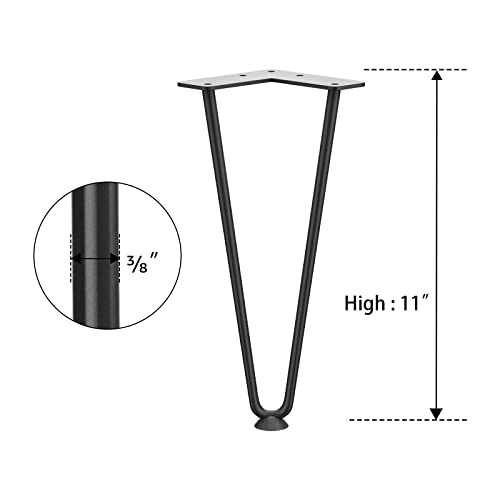 SMARTSTANDARD 11 Inch Heavy Duty Hairpin Furniture Legs, Black 4PCS - color: Black, size: 11 Inch