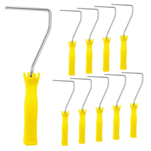 Baderke 10 Pcs 4 Inch Mini Paint Roller Handle, 12 Inch Frame, Yellow - color: Yellow, size: 4 Inch, 12 Inch