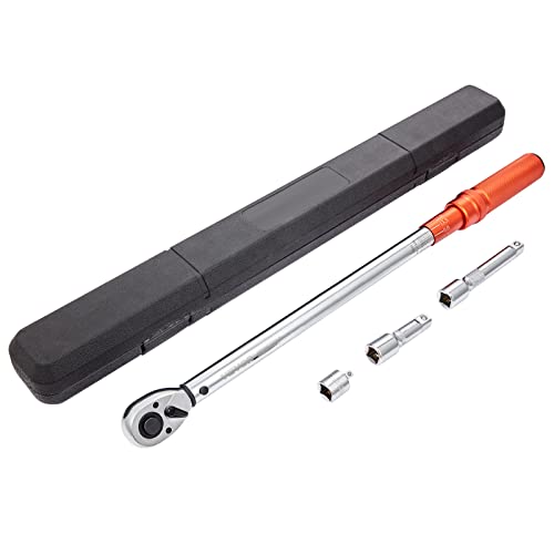 VEVOR 1/2-inch Drive Click Torque Wrench 25-250ft.lb/34-340n.m, Dual-Direction Adjustable Torque Wrench Set with Mechanical Dual Range Scales and Adapters Extension Rod - size: 1/2" 4 PCS